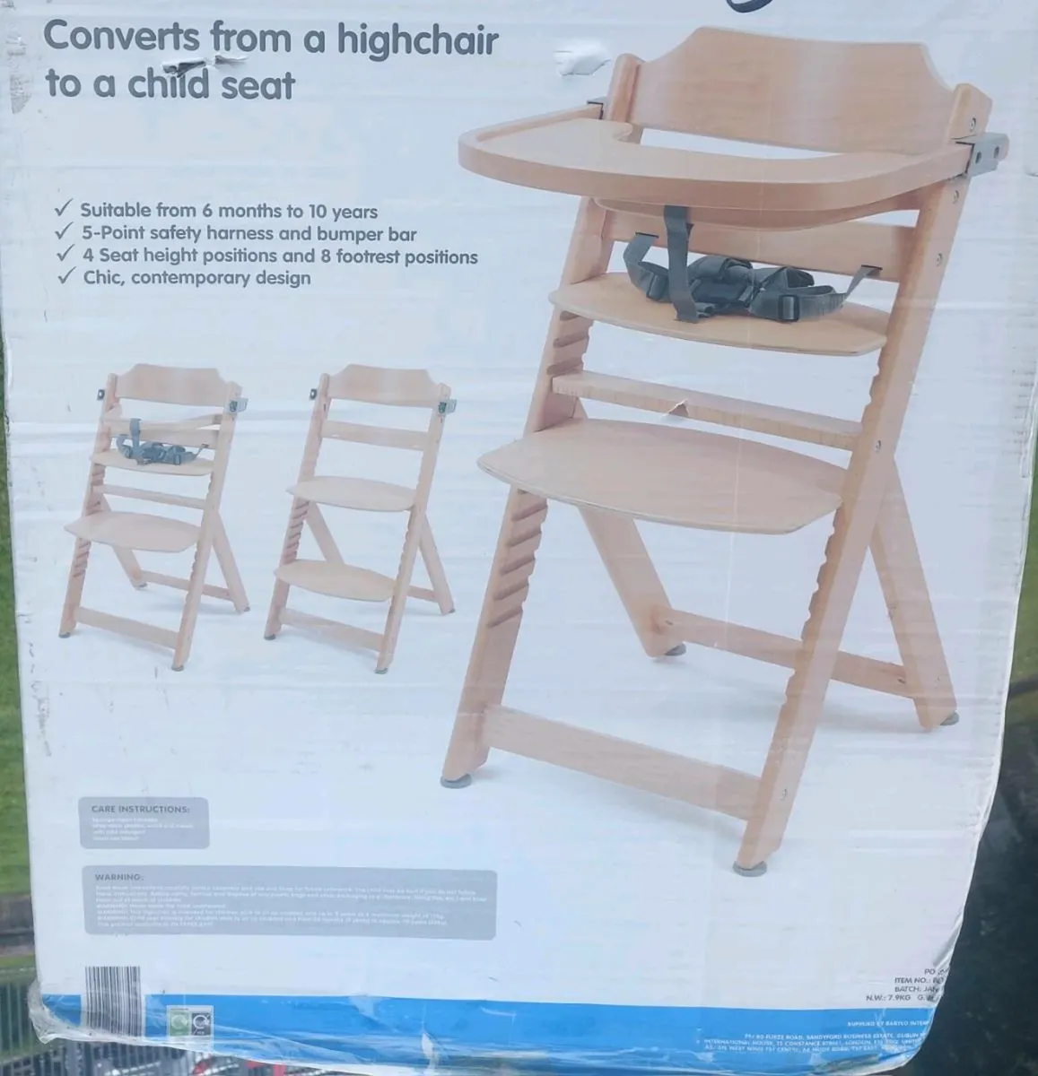 Brand new wooden highchair from 6months up to 10 y - Image 3