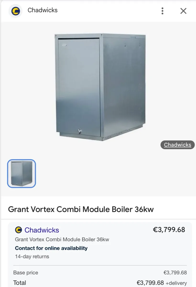 Grant combi oil 36 kw externalboiler new on pallet - Image 1