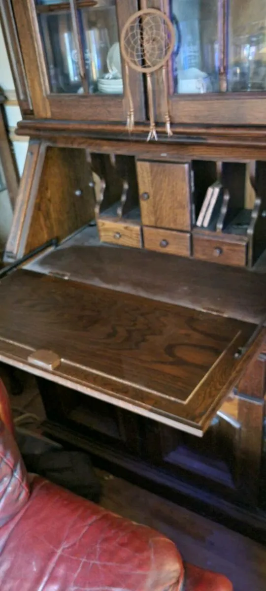 ANTIQUE OAK CABINET AND 2 OTHER ITEMS - Image 3