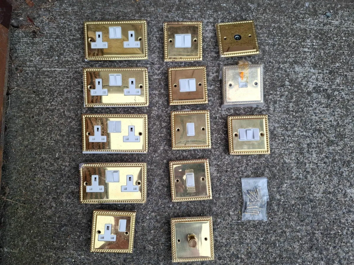 Brass Socket & Light Switches - Image 1