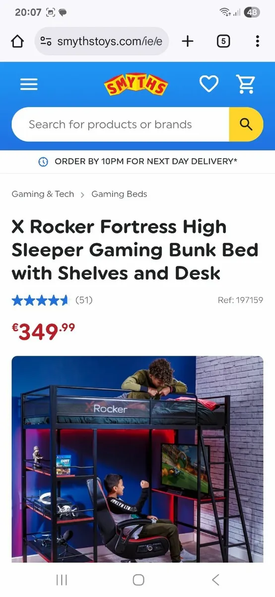 Gaming Bunk Bed with shelves and desk included - Image 1