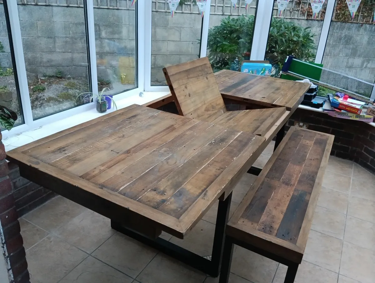 Rustic Reclaimed Large Extendable Dining Kitchen e - Image 3