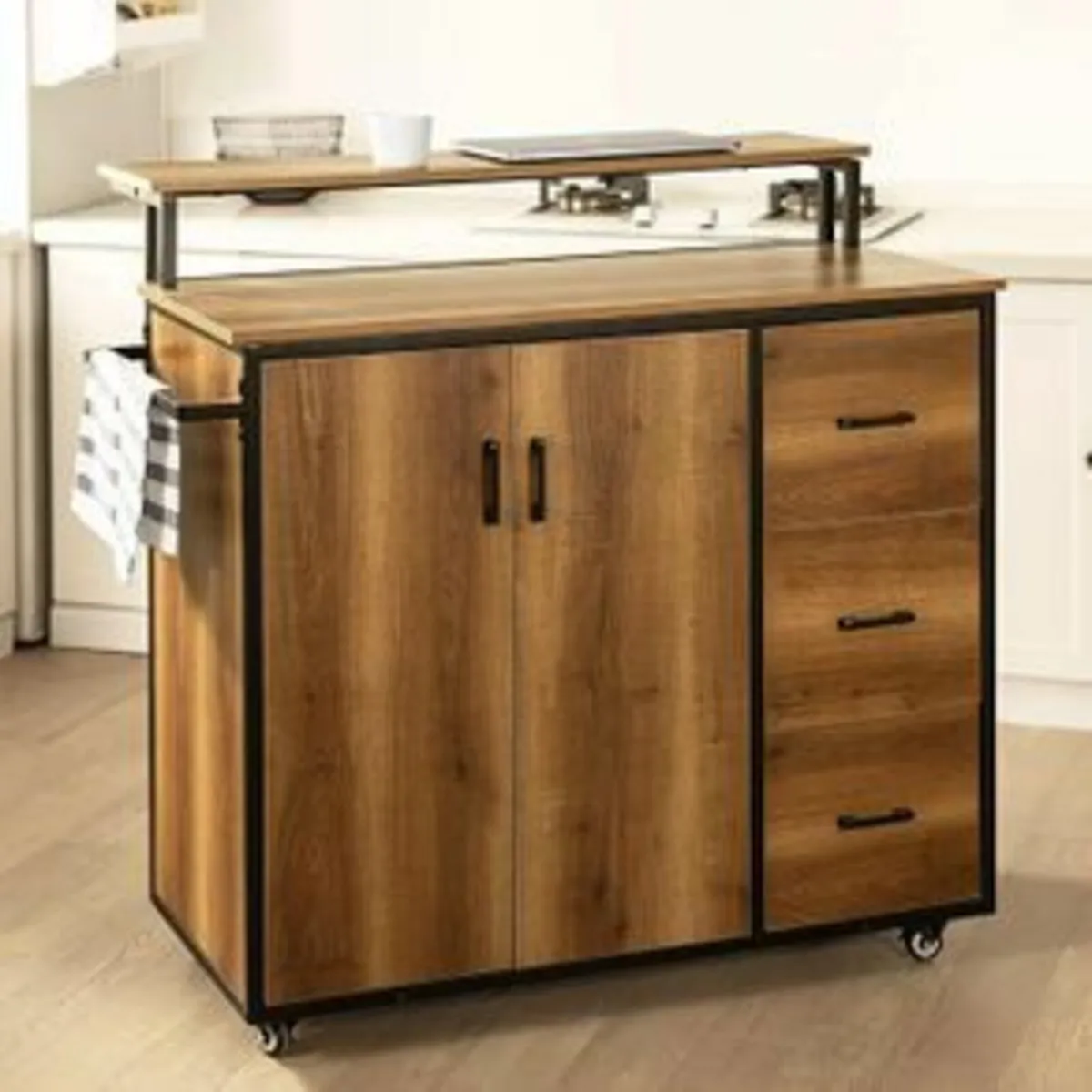 Kitchen island cabinet portable Rustic Brown - Image 1