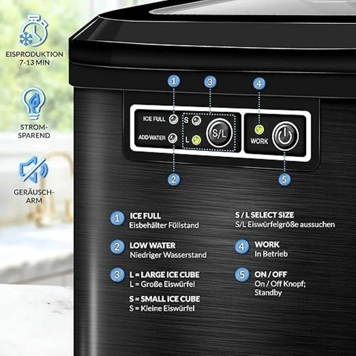 Ice Cube Machine Stainless Steel 12 kg - 24 h Ice - Image 4