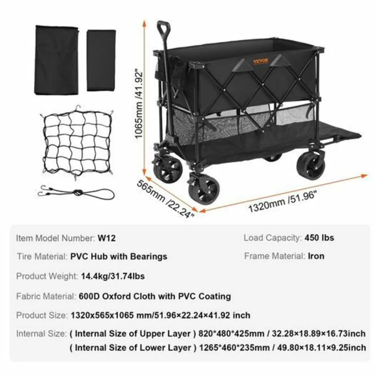 Foldable Double Decker Wagon, 400L Collapsible Wag - Image 2