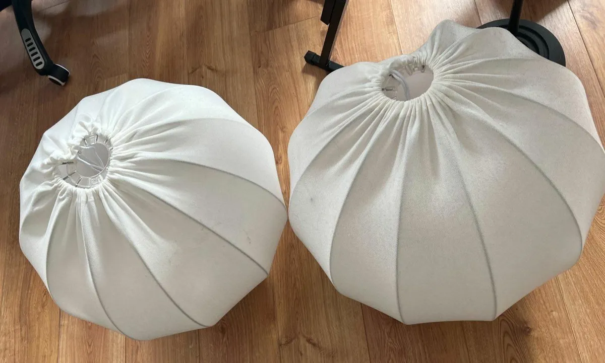 2x IKEA REGNSKUR Lamp Shades, 50cm, Fabric, White - Image 2