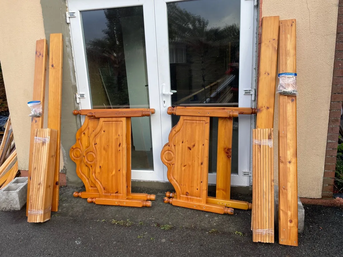 2 pine wooden single bed frames - Image 1