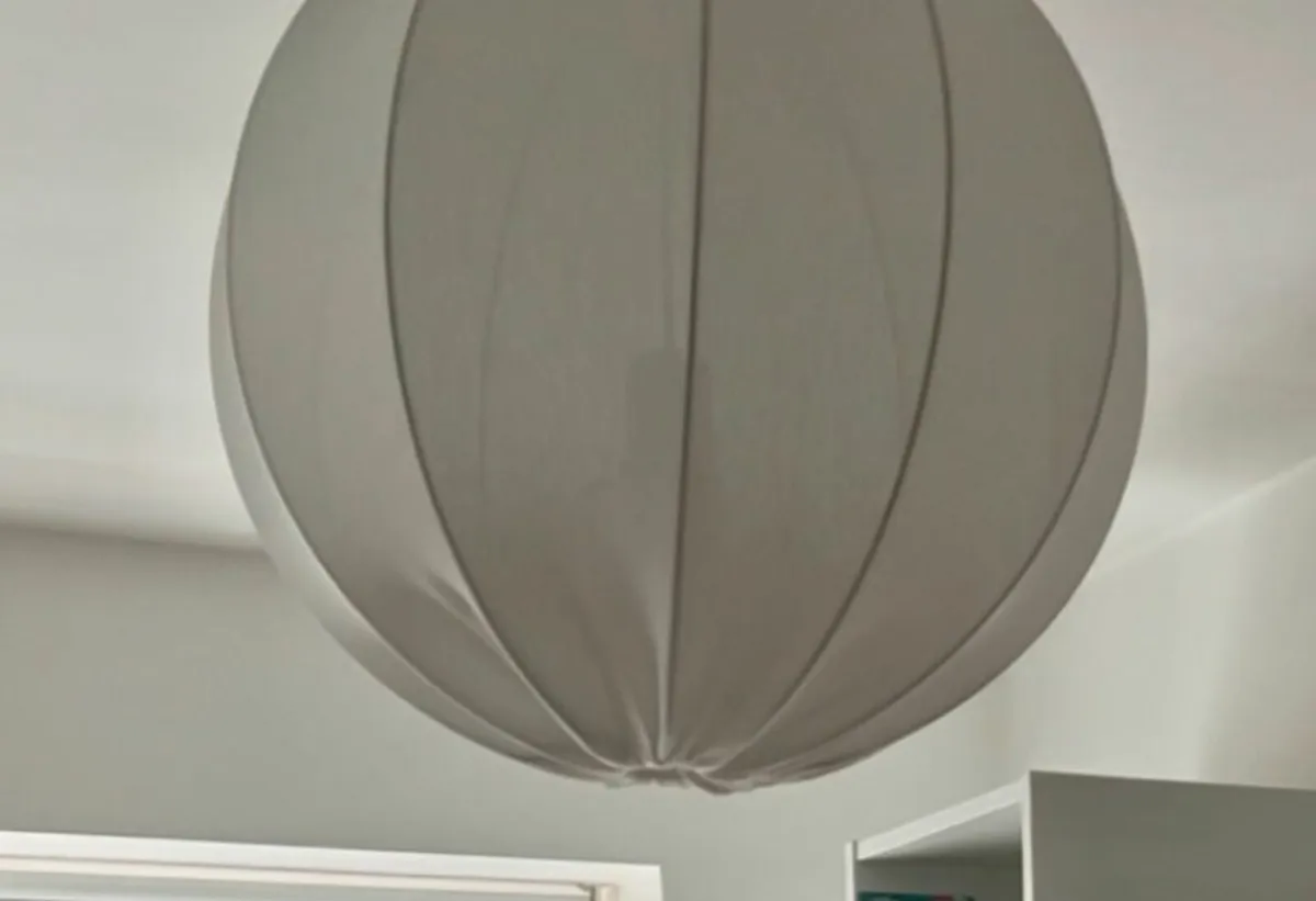 2x IKEA REGNSKUR Lamp Shades, 50cm, Fabric, White - Image 1