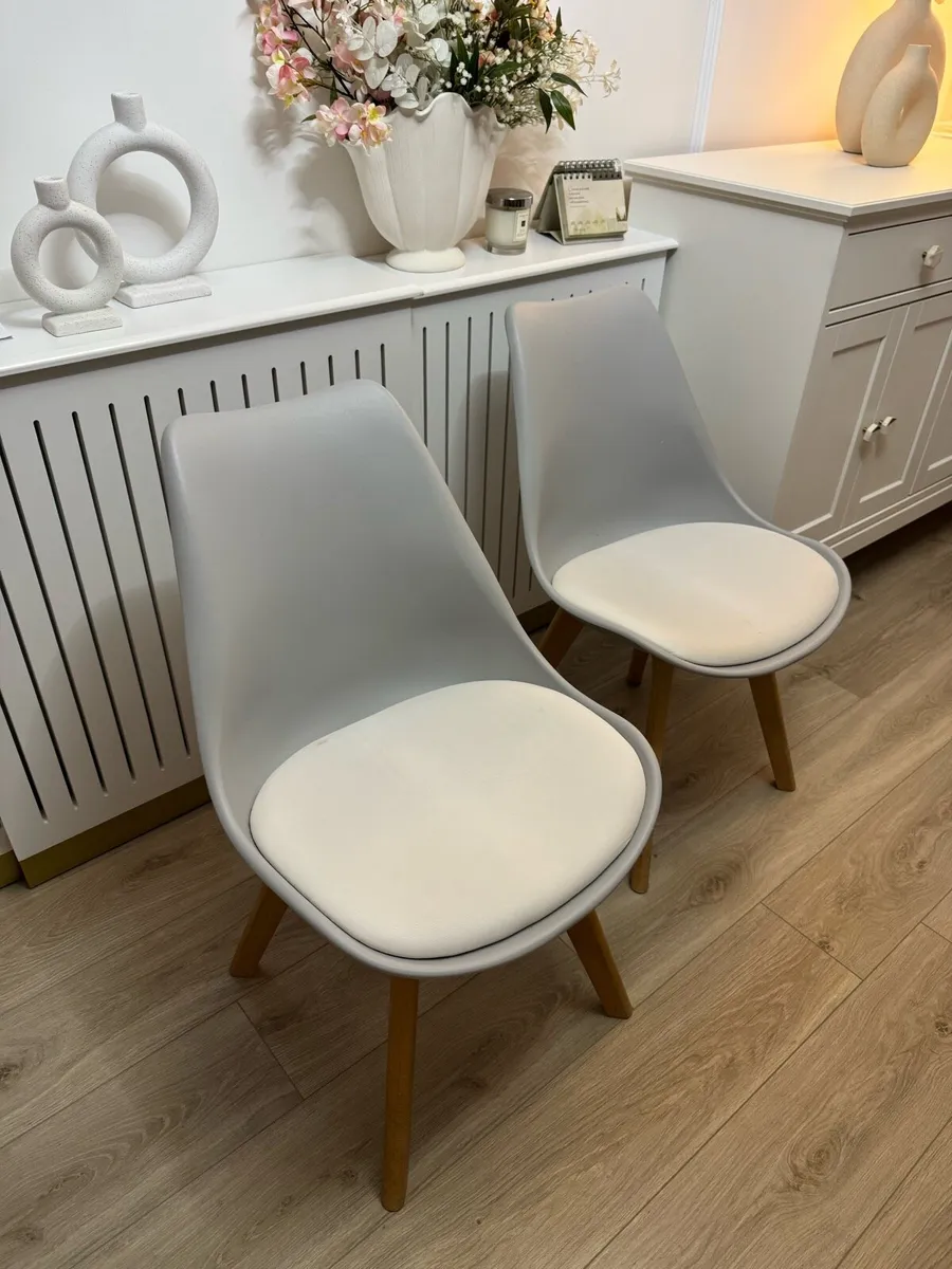 2 Grey/white chairs - text if interested - Image 1