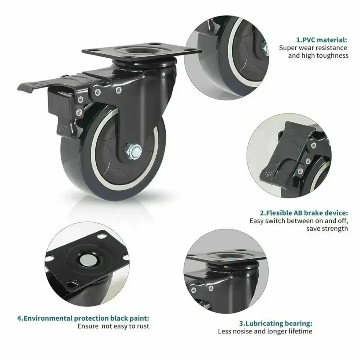 Castor Wheel 50mm Heavy Duty 200KG Capacity - Image 2