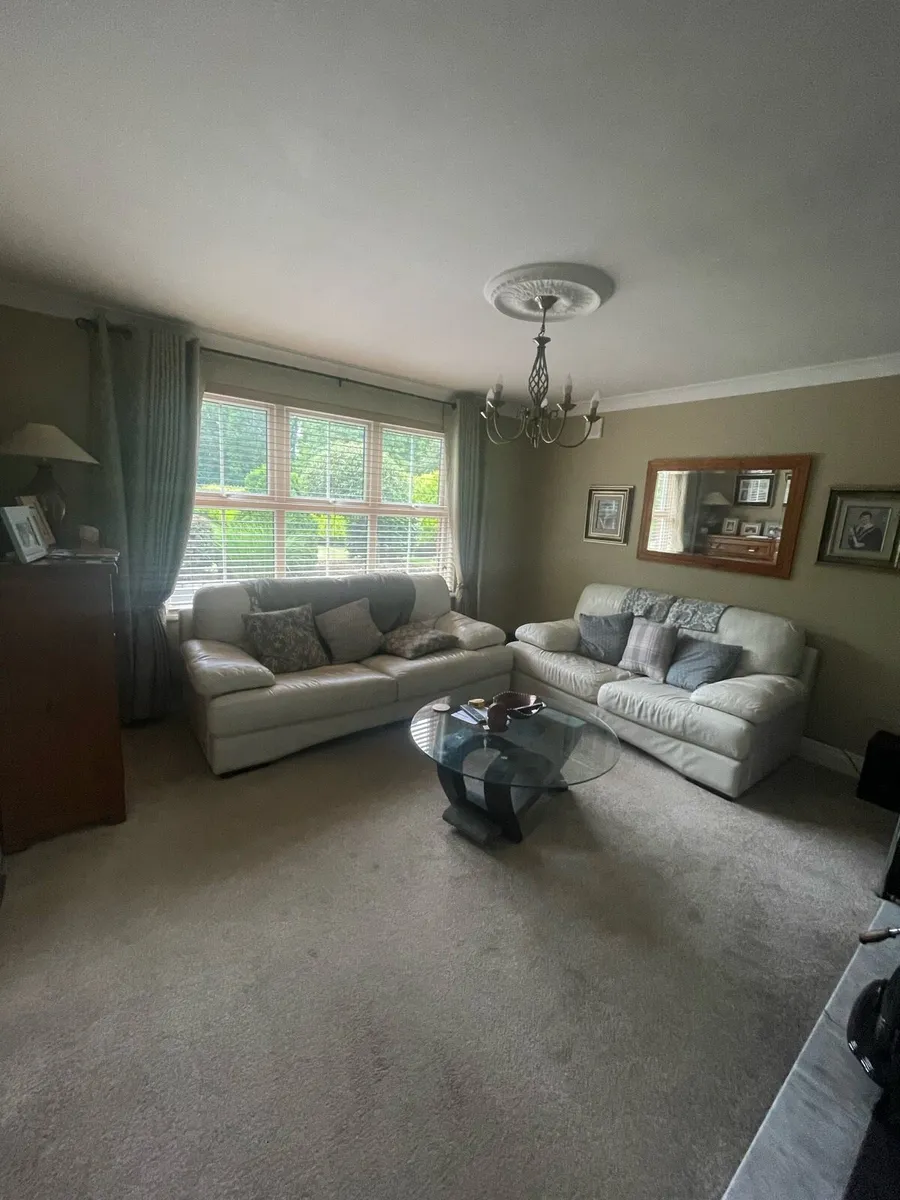 3 and 2 seater white leather couches - Image 2