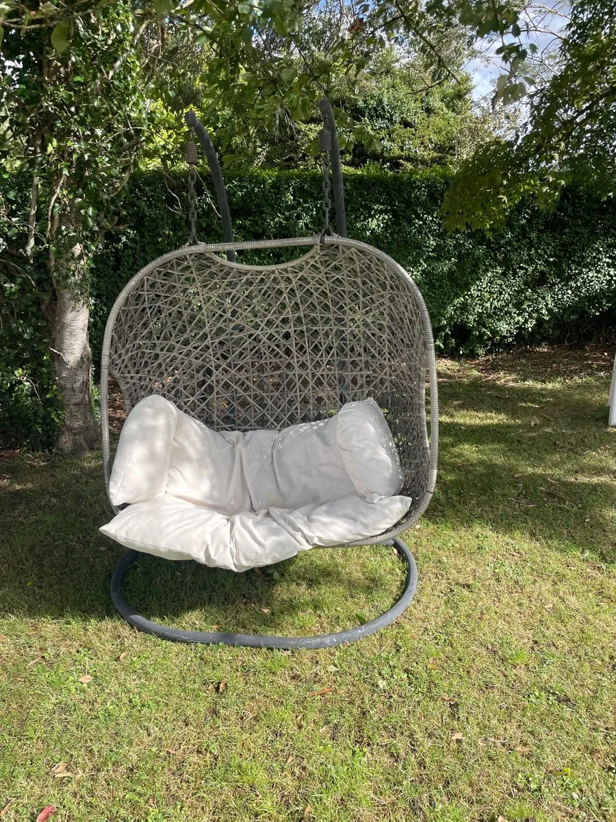 Double garden egg chair - Image 1