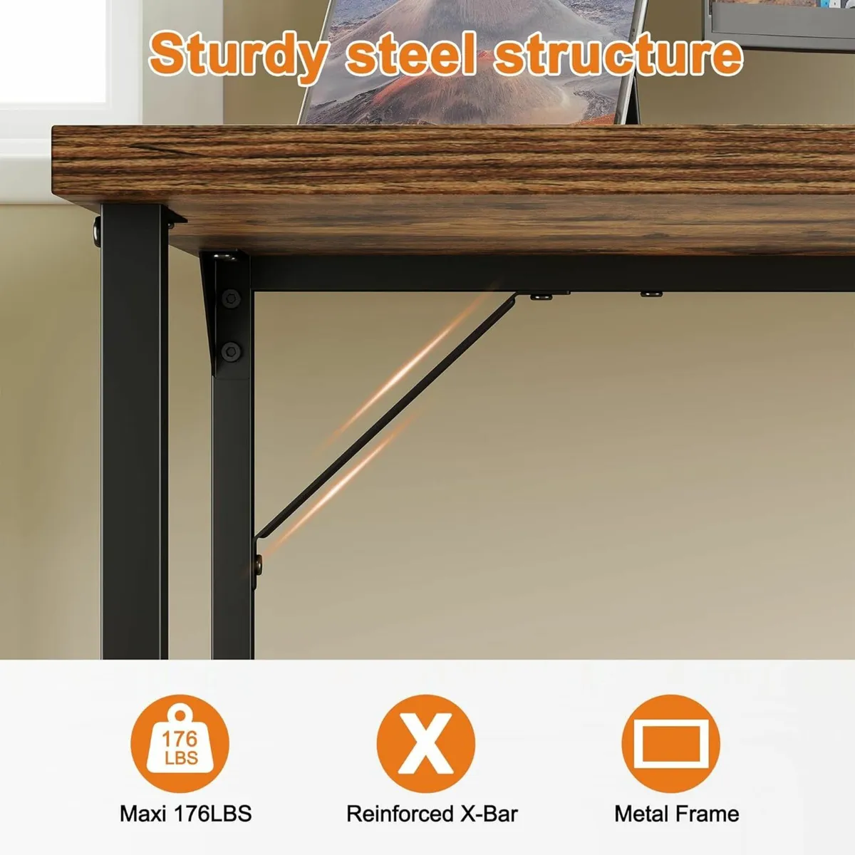 100x50cm Computer Home Office Desk Study Brown - Image 4
