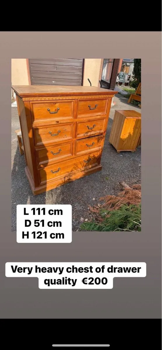 Large heavy wooden chest of drawers - Image 2