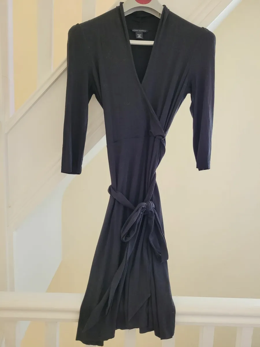 Womens Black Wrap Dress - Image 2