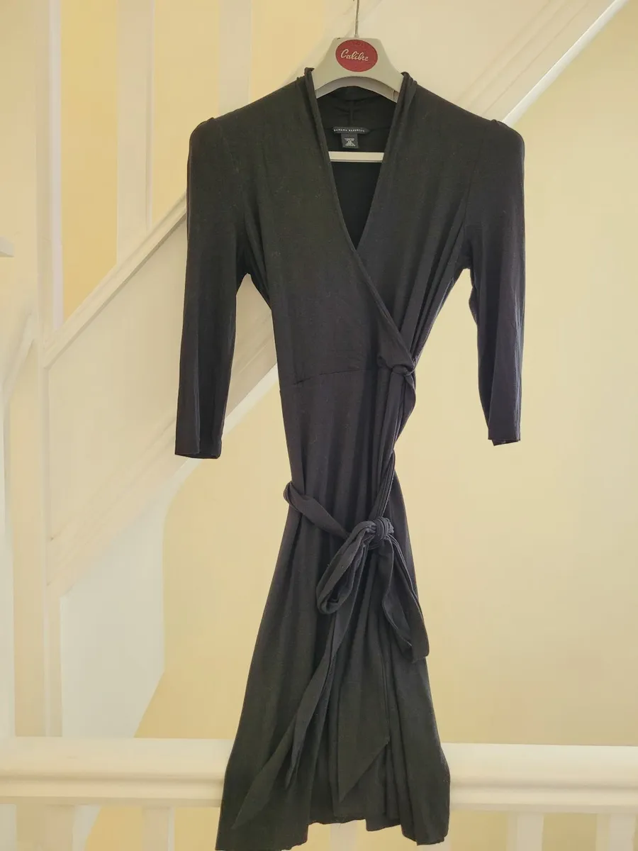 Womens Black Wrap Dress - Image 3