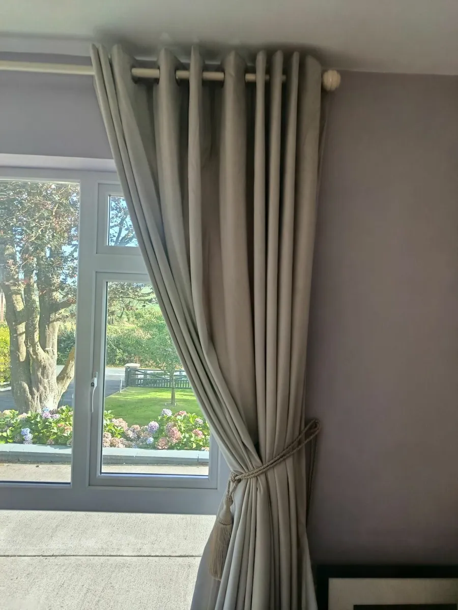 Dark cream/ mink velvet touch Curtains - Image 1
