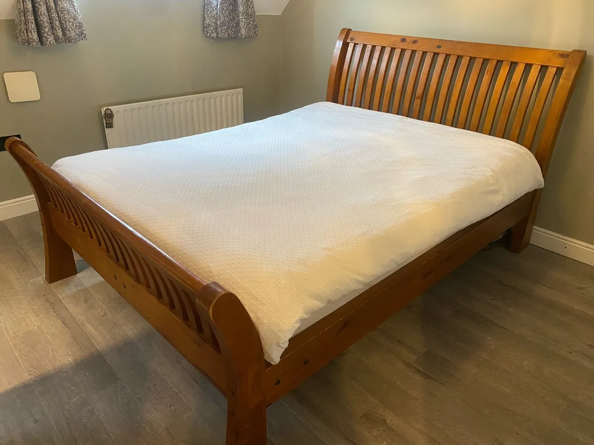 King size wooden sleigh bed frame - Image 2