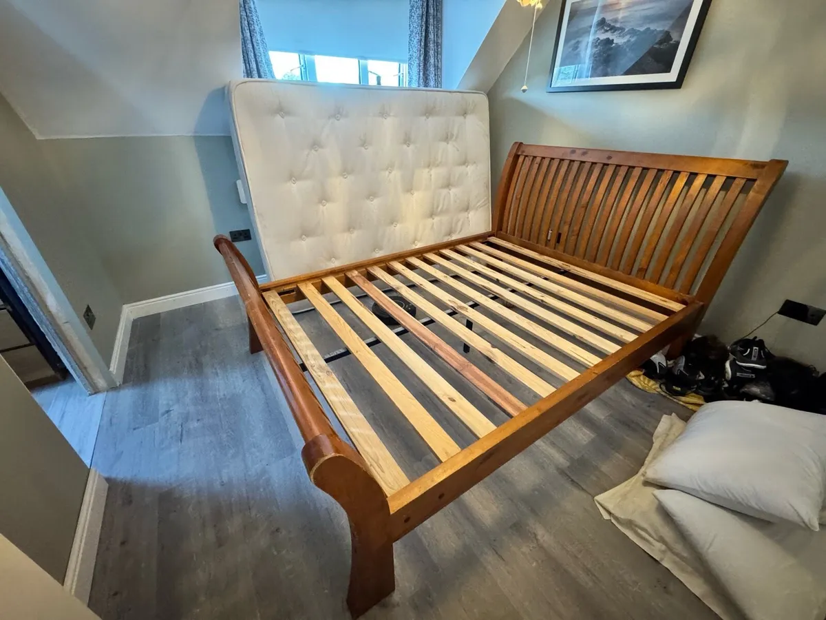 King size wooden sleigh bed frame - Image 4