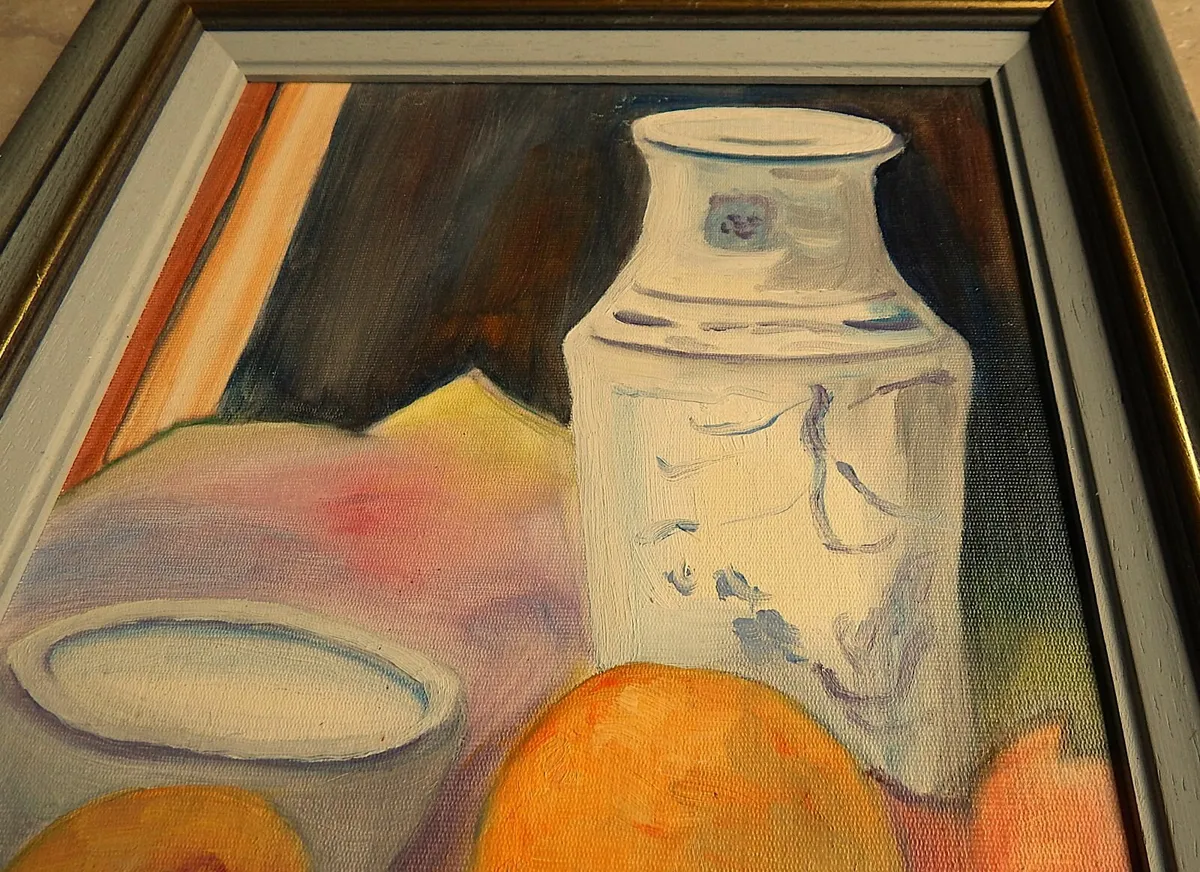 Still Life Oil Painting in Wood Mounted Frame - Image 2