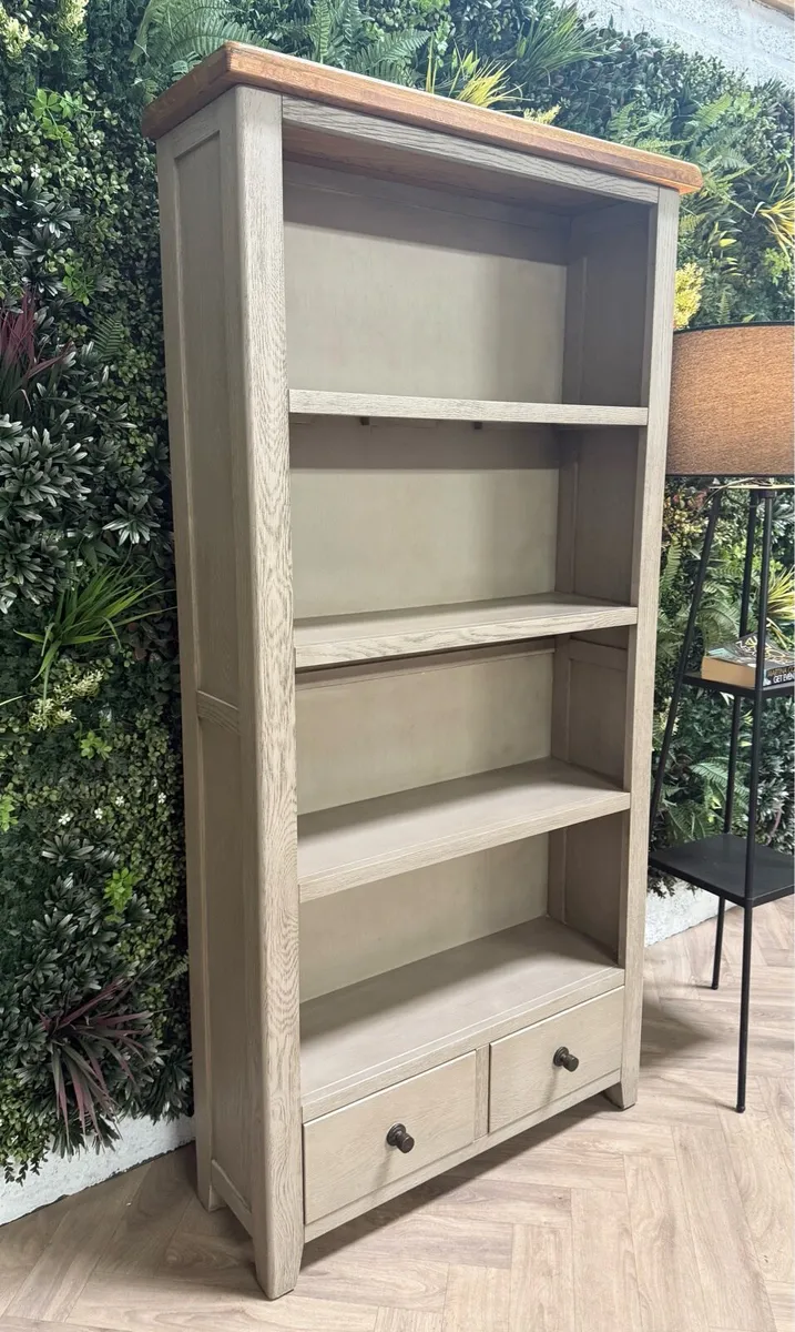 Oak/grey display cabinet/bookcase - Image 1