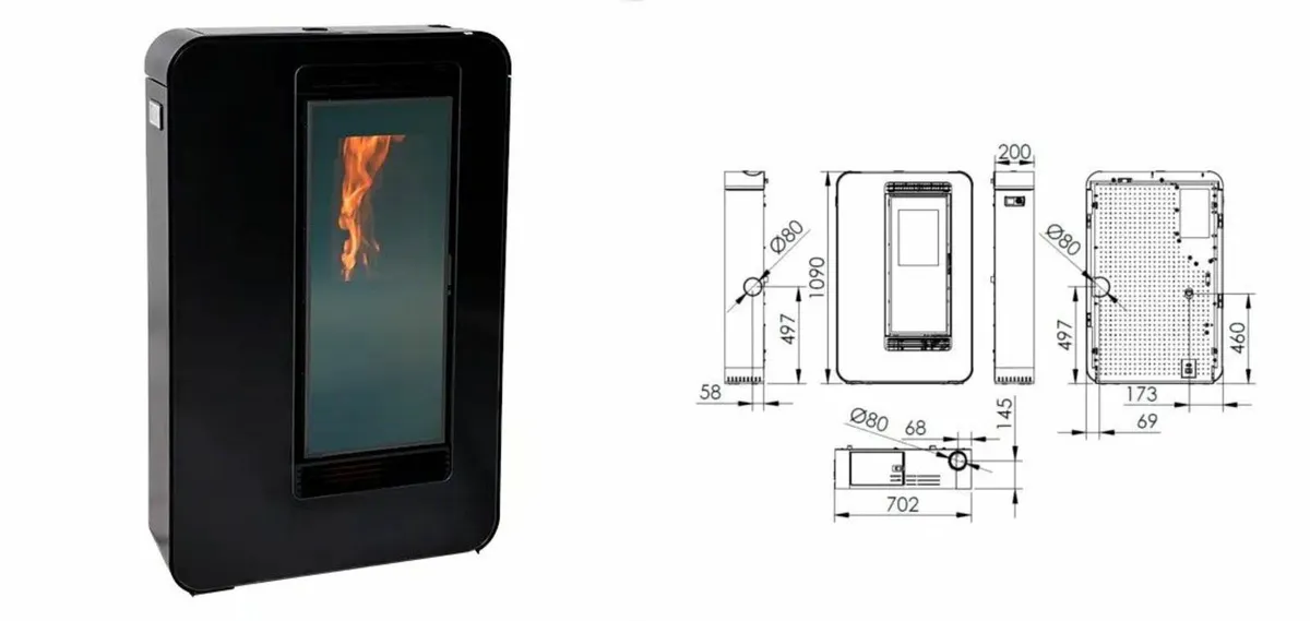 Slimline, pellet stove 7.5kW, flue options - Image 2