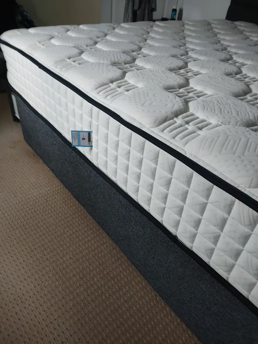 Super King bed base, mattress and headboard - Image 3