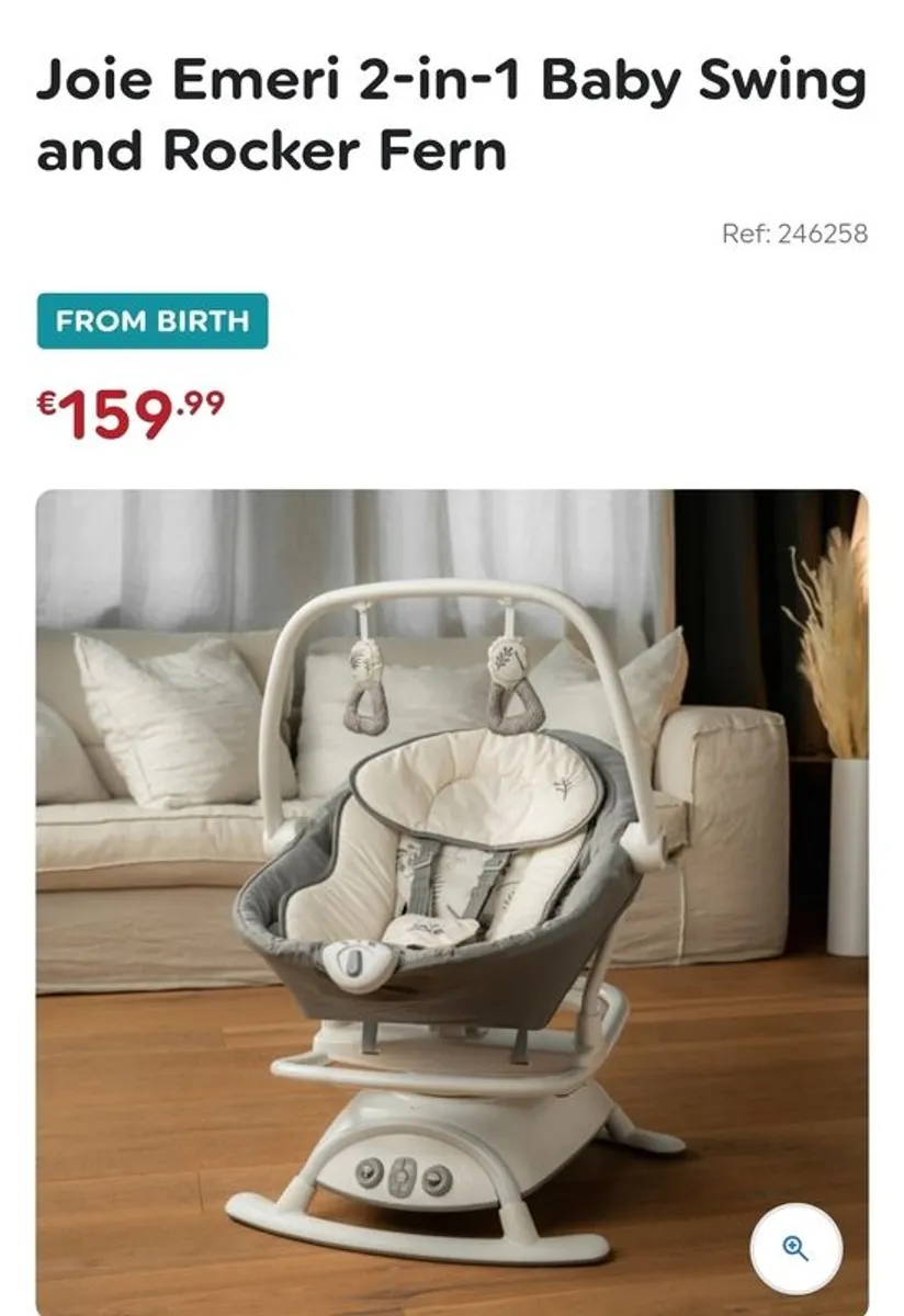Joie 2 in 1 Fern Sansa baby swing - Image 1
