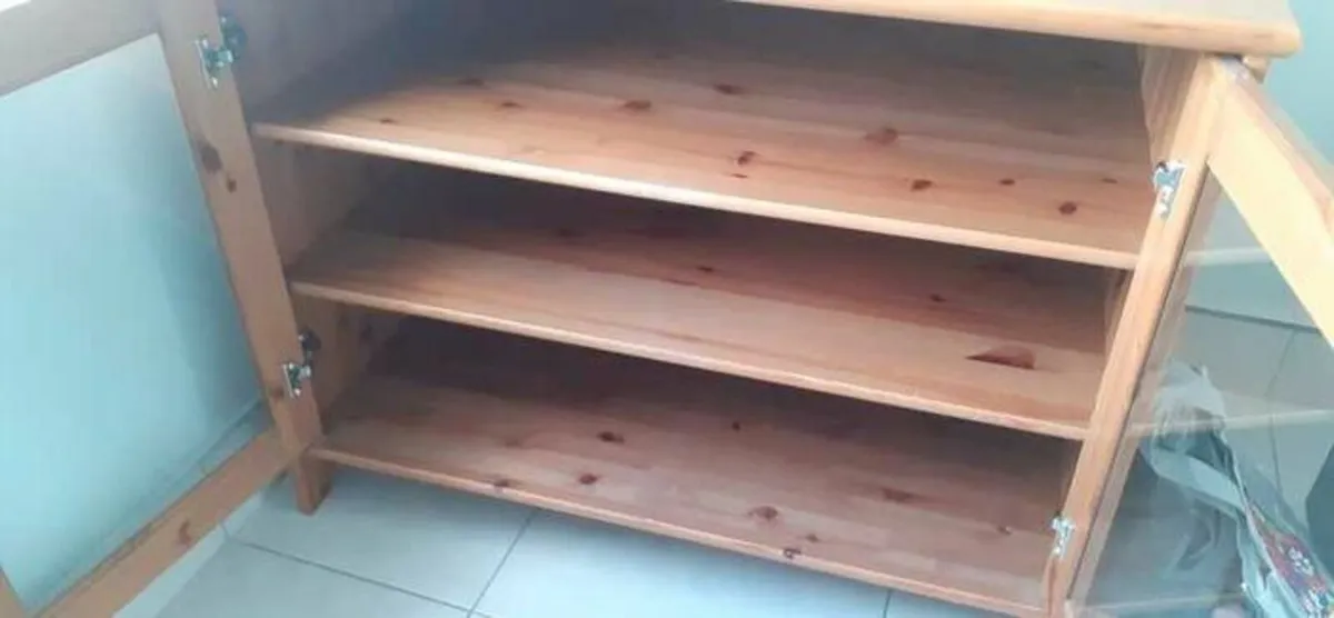 Wood Shelving Cabinet with Glazed Doors - Image 2