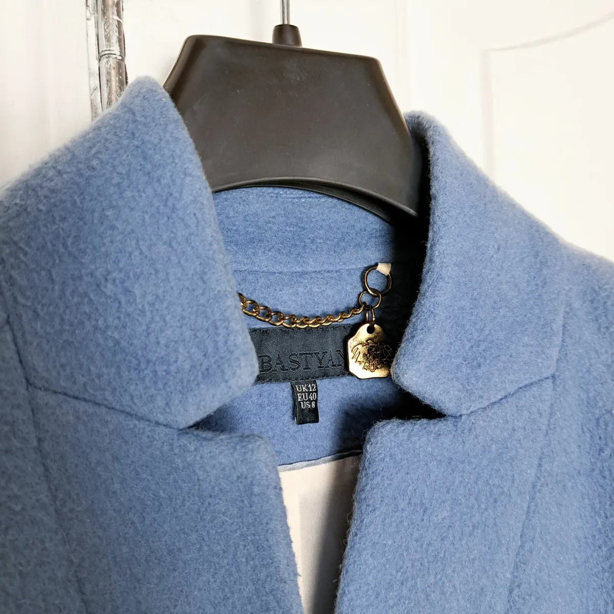 Bastyan Light Blue Wool Coat 12UK/40EU - Image 4