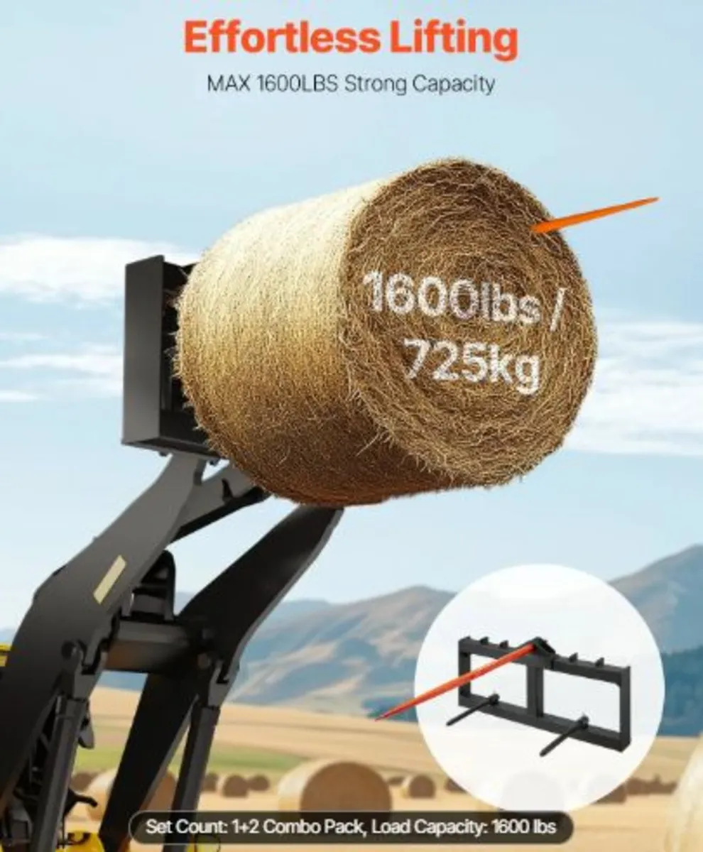 49"Hay Spear,Bale Spears 1600lbs Loading Capacity - Image 2