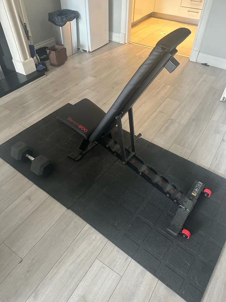 Home bench + weights + mats - Image 2