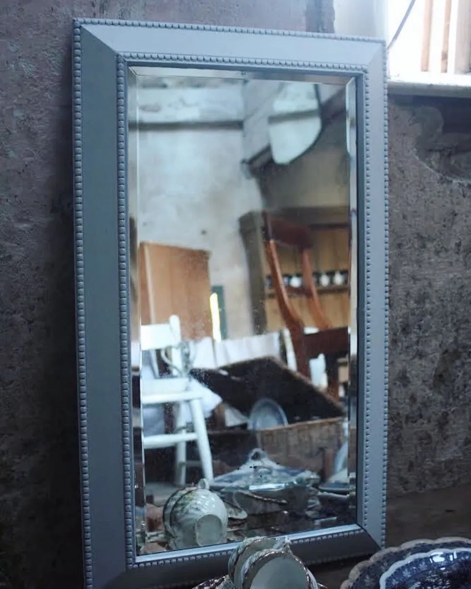 Antique Oak Framed Mirror - Image 1