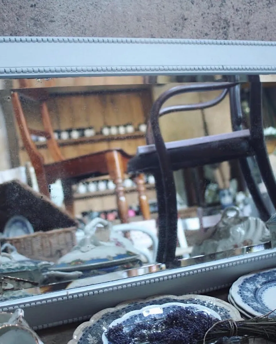 Antique Oak Framed Mirror - Image 2