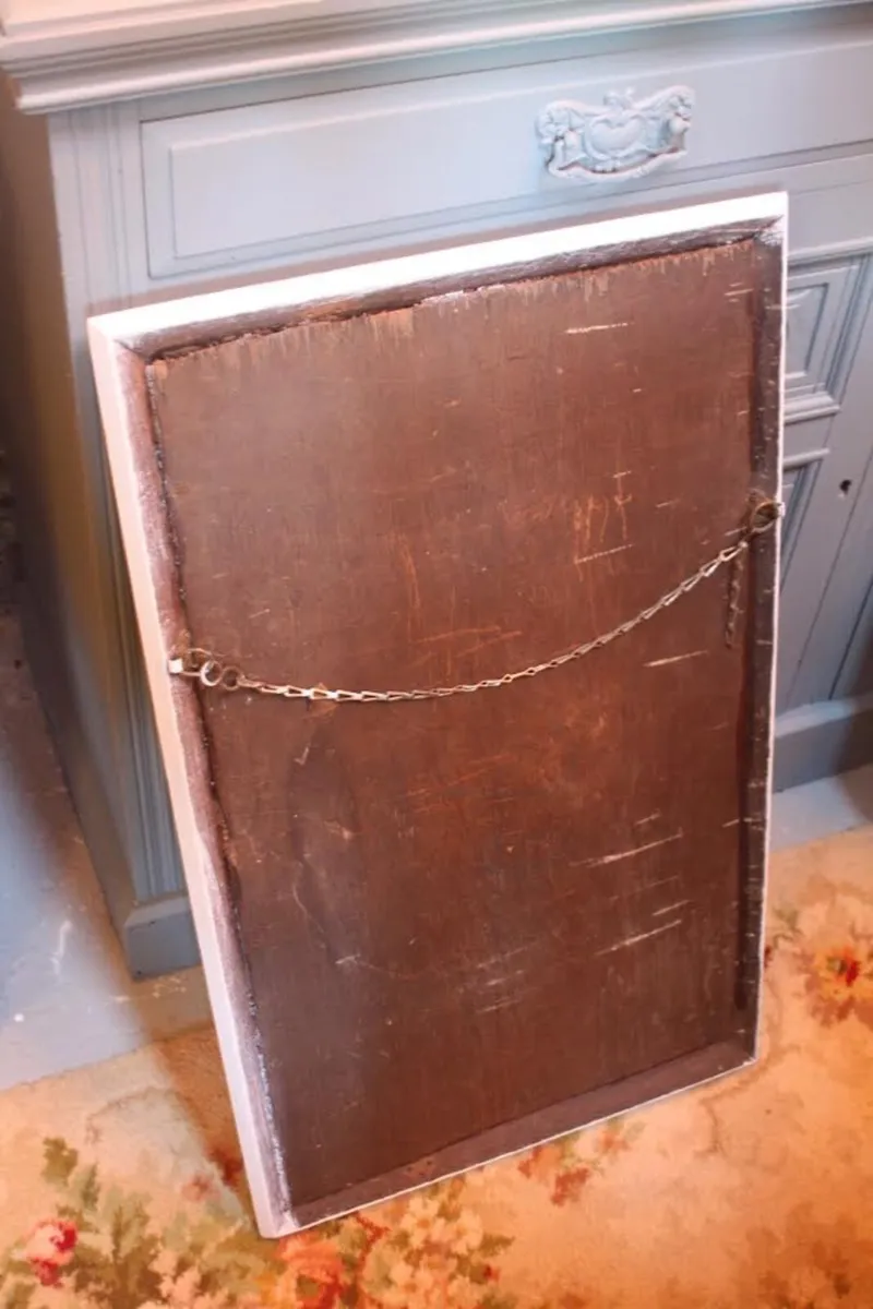 Antique Oak Framed Mirror - Image 4