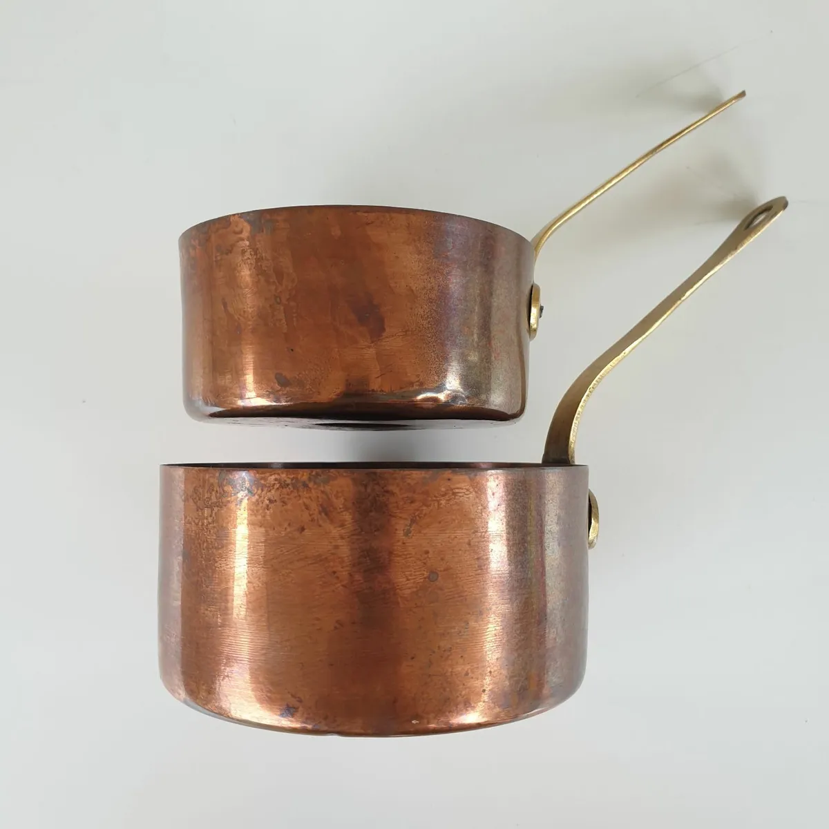 Vintage graduated copper pans X 5 - Image 3