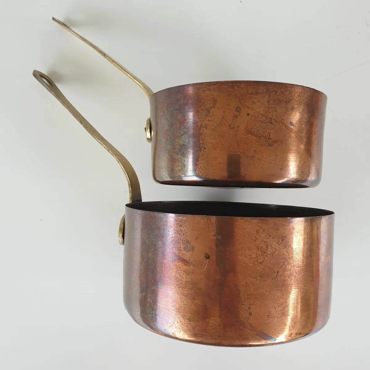 Vintage graduated copper pans X 5 - Image 2