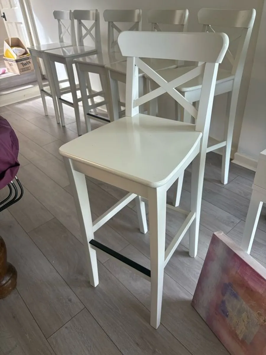 Real Wood White Bar Stools  - 6 Available - Never Used - Image 1