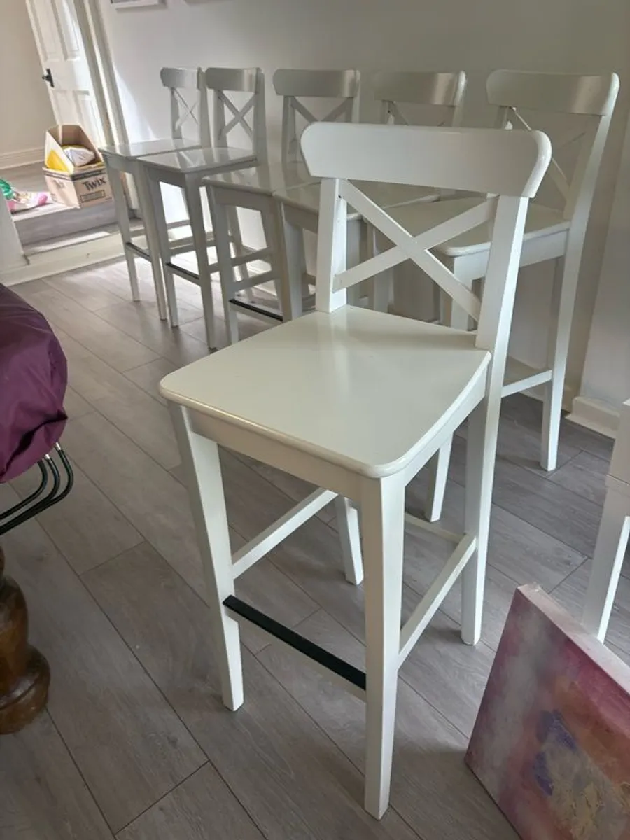 Real Wood White Bar Stools  - 6 Available - Never Used - Image 2