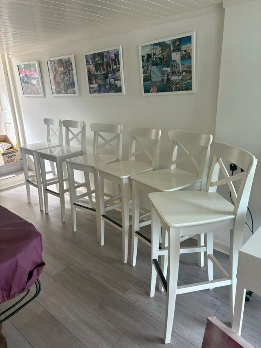 Real Wood White Bar Stools  - 6 Available - Never Used - Image 3