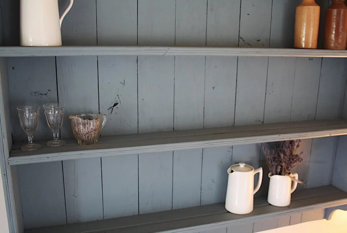 Antique Oak Plate Shelf - Image 4