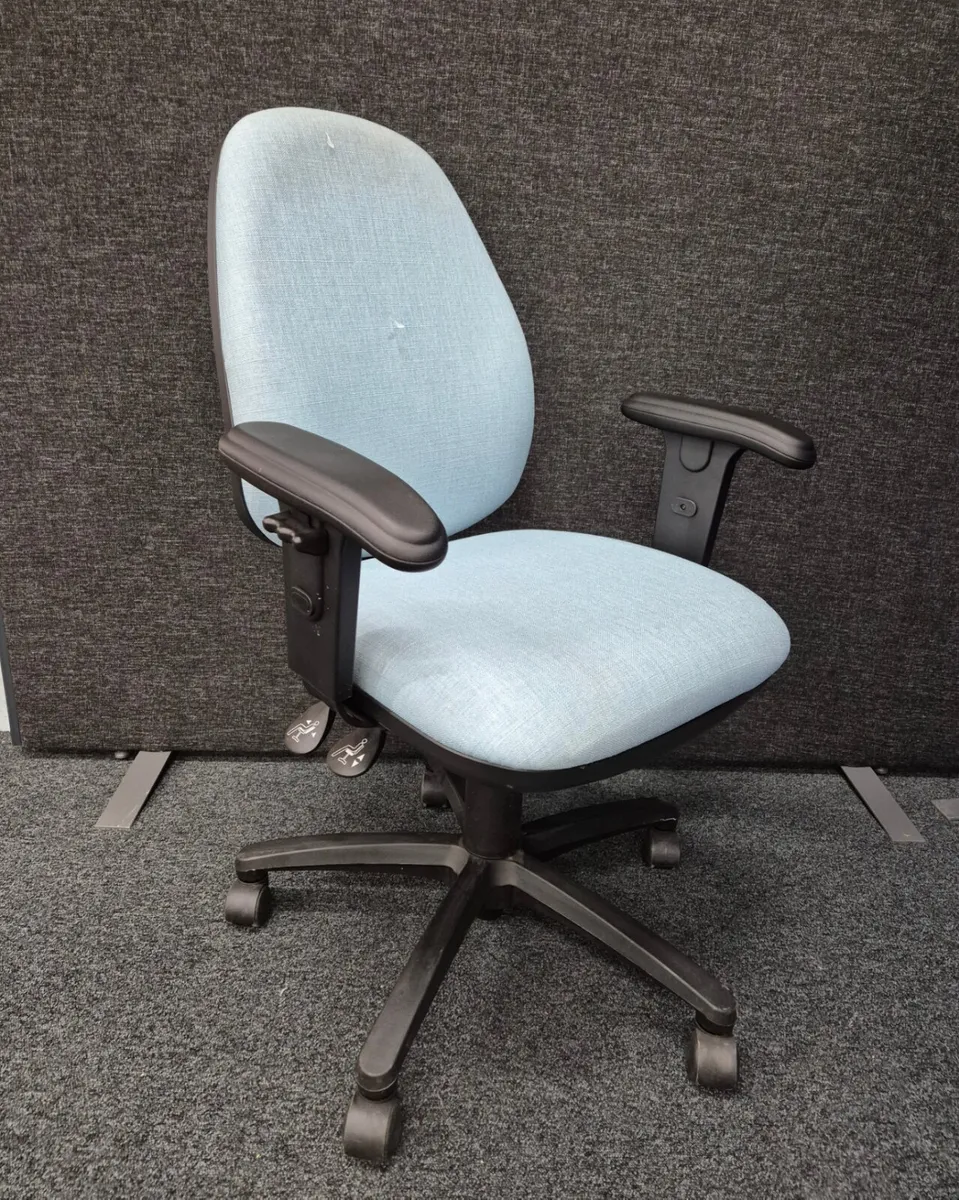 Vantage bespoke blue swivel chair at CJM Furniture - Image 1