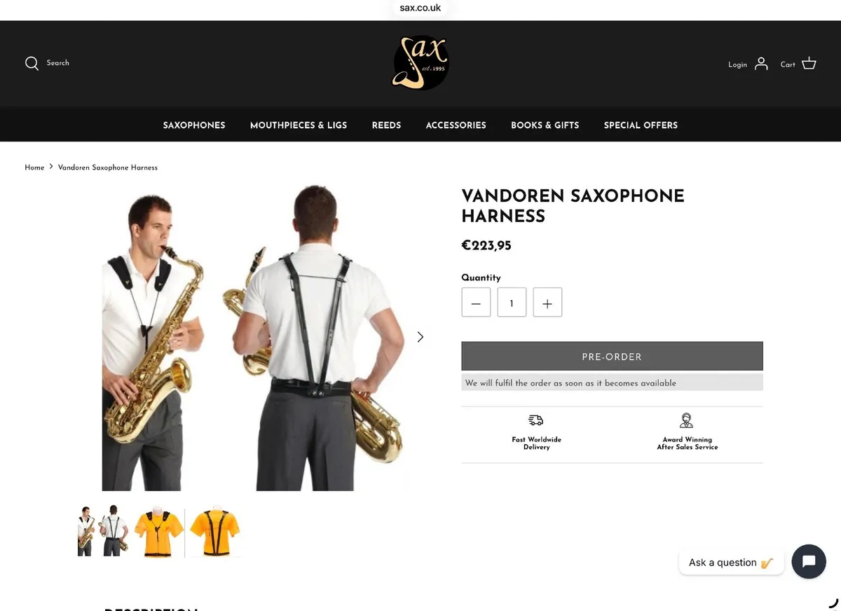 Vandoren Saxophone Harness - Image 1