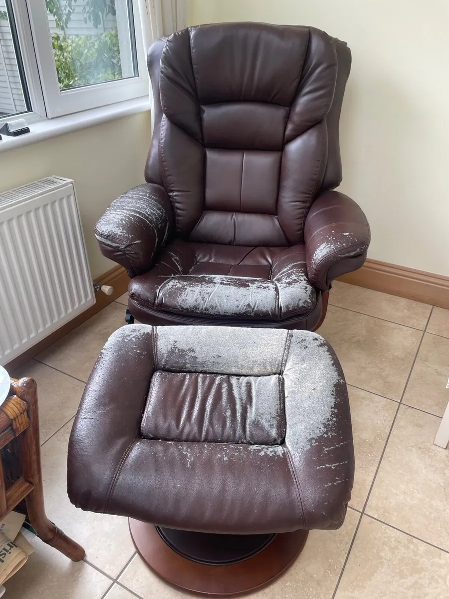 Swivel Armchairs with Foot Stools - Image 1