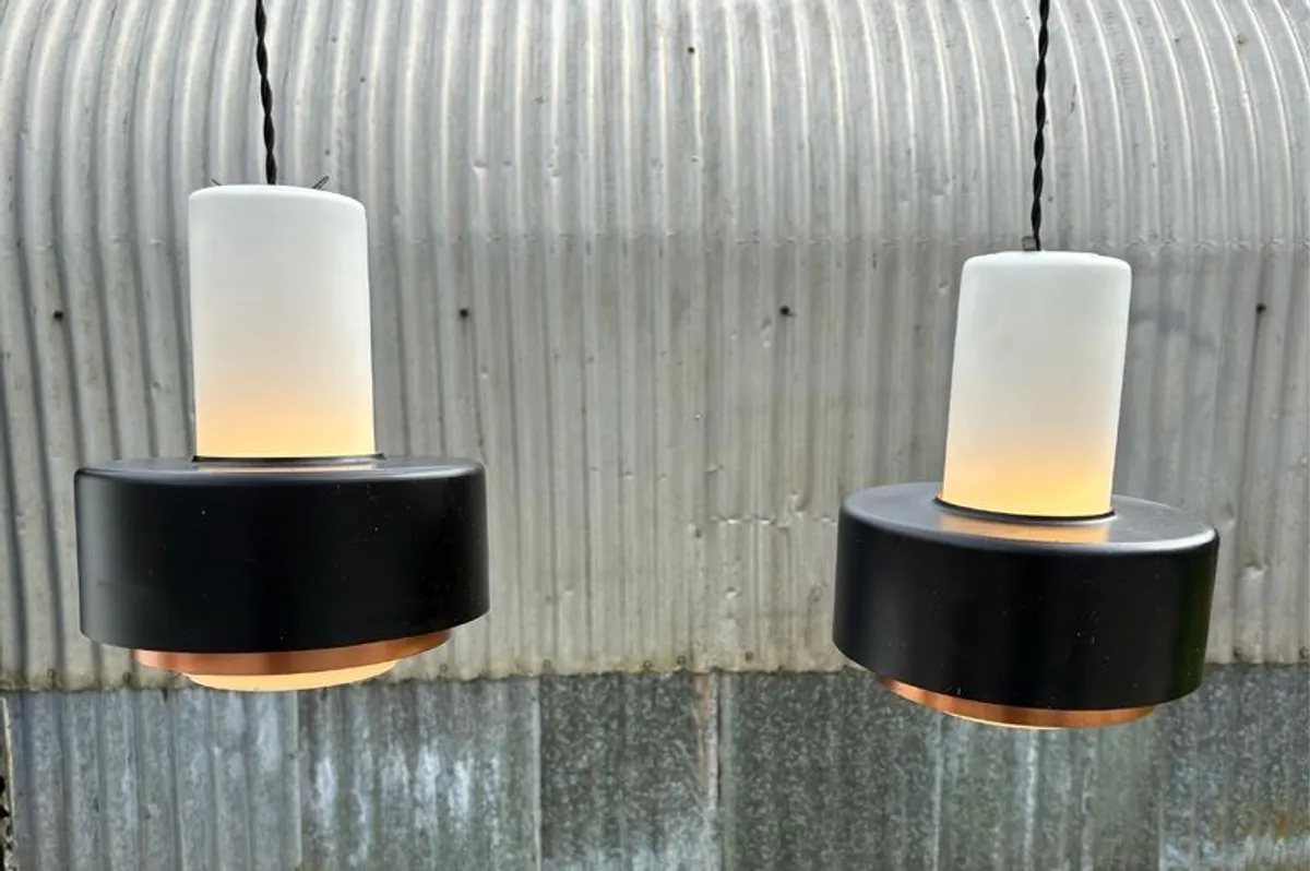 Rare vintage run of 6 Danish suspended pendant lights by Fog & Morup. - Image 1