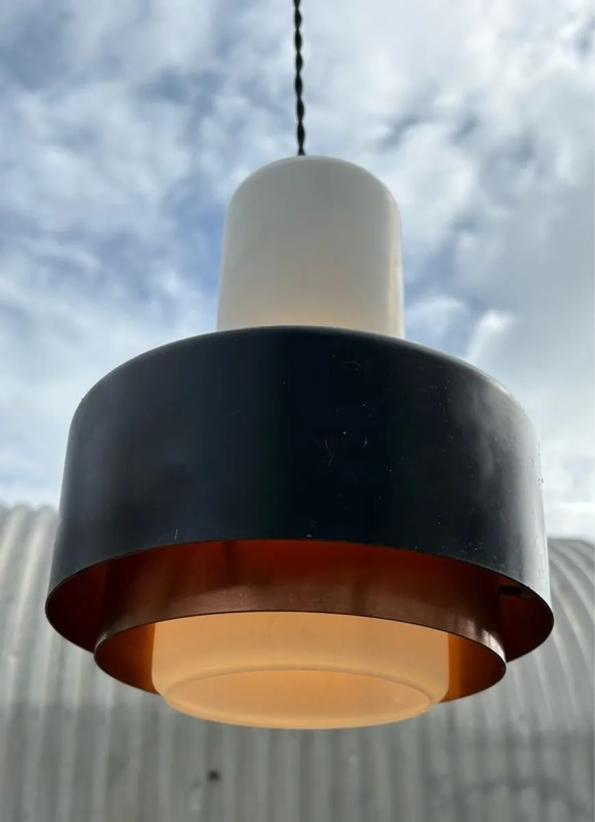 Rare vintage run of 6 Danish suspended pendant lights by Fog & Morup. - Image 2