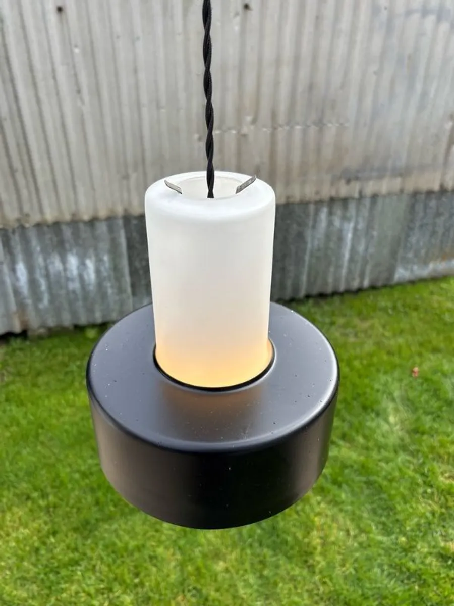 Rare vintage run of 6 Danish suspended pendant lights by Fog & Morup. - Image 4