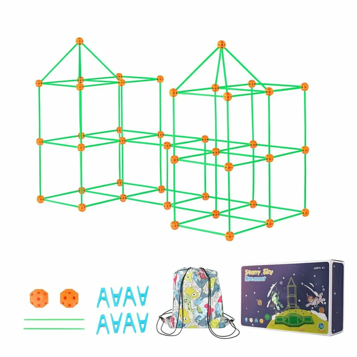 140-Piece Kids Fort Building Kit – Glow in the Dar - Image 3