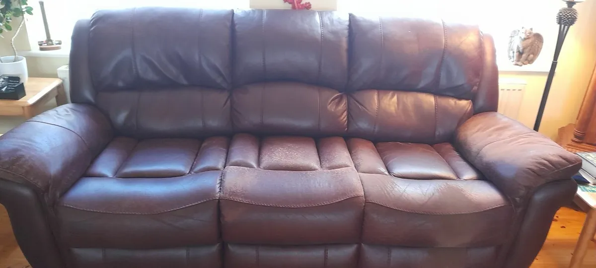 Three Seater Dual recliner, Faux Leather - Image 1
