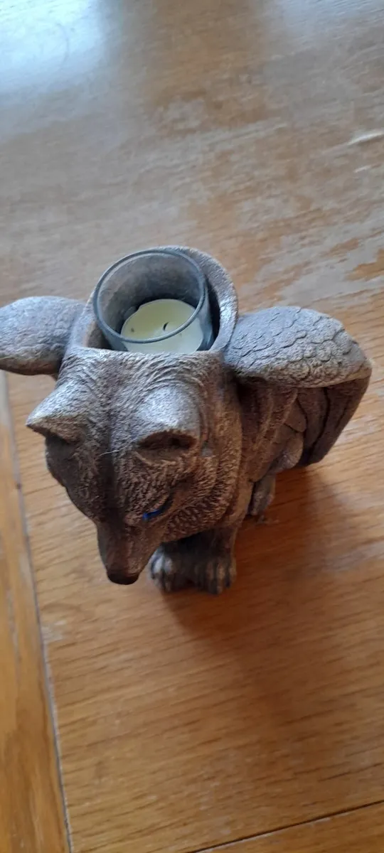 Wolf Angel tea cup candle holder. - Image 1